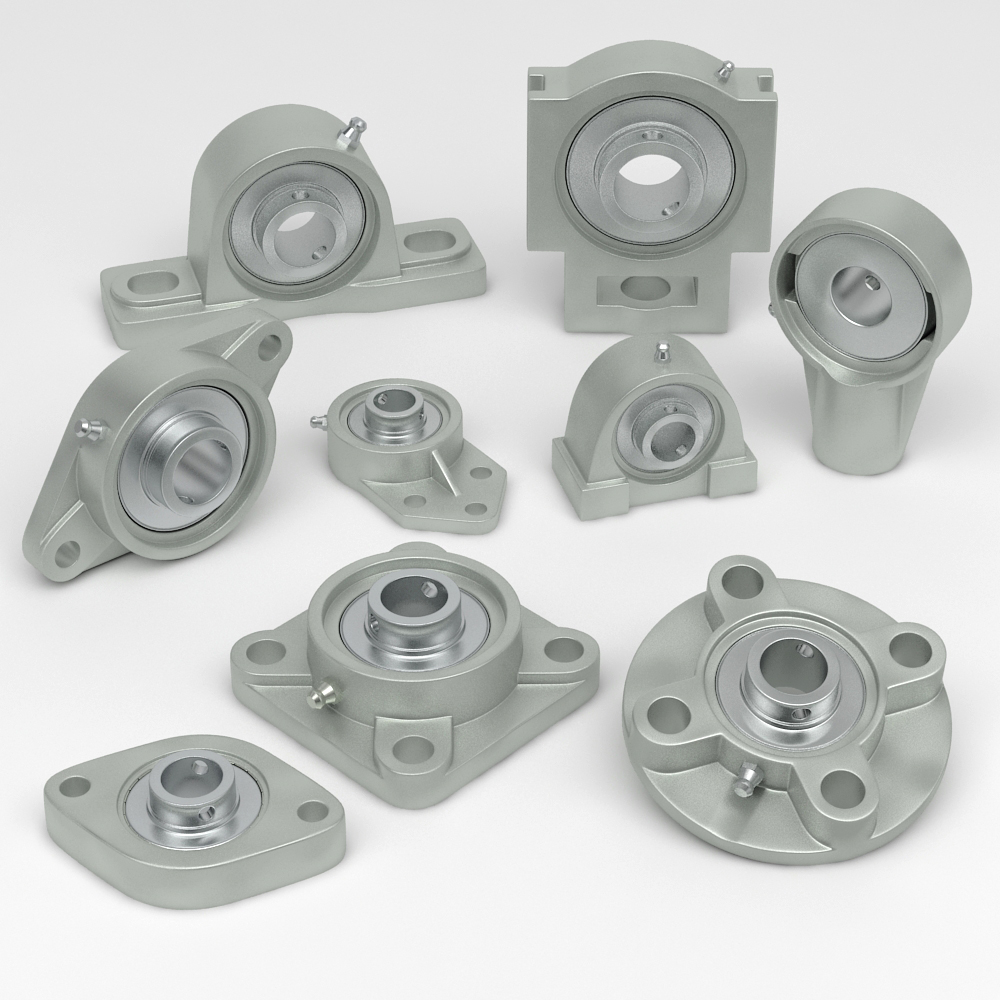 Mounted ball bearing units in stainless steel with stainless 440C Y-inserts for extreme environments